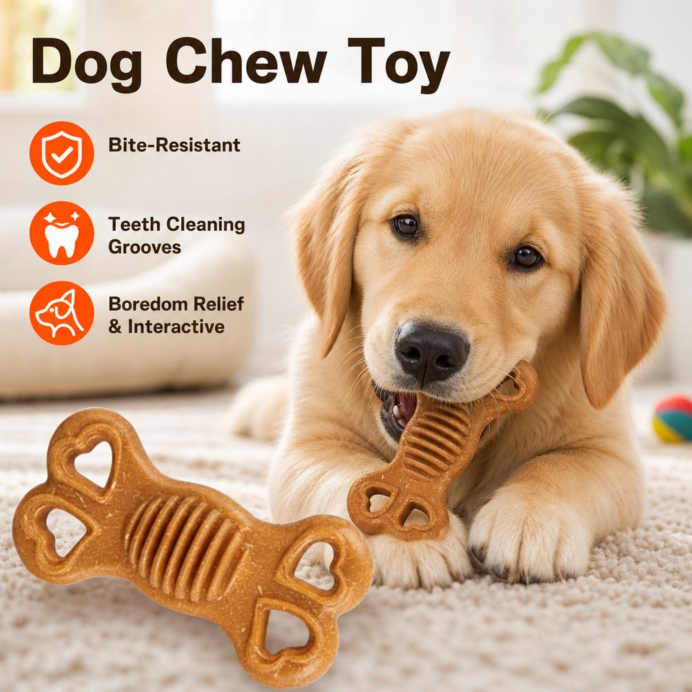 Teeth Cleaning Dog Chew Bone - ของเล่นสำหรับสุนัข รูปกระดูก ทนทาน ไม่แตกหักง่าย เหมาะสำหรับสุนัขที่ชอบกัดมาก มีร่องสำหรับทำความสะอาดฟัน