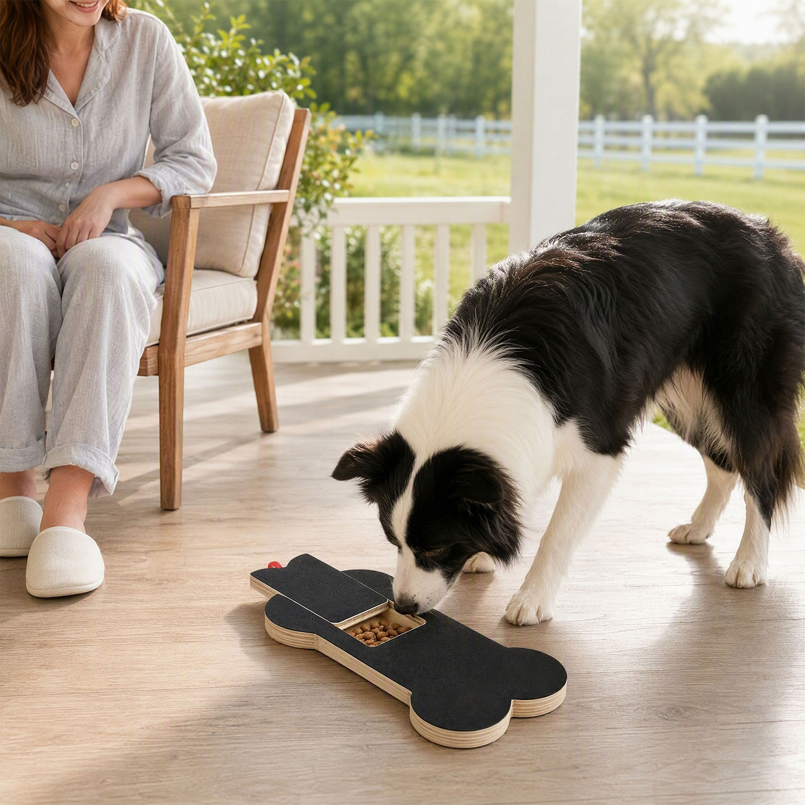 แผ่นขูดเล็บสุนัขไม้สีดำ พร้อมก - Interactive Squeaky Plush Dog Toy บทวิจารณ์และราคา