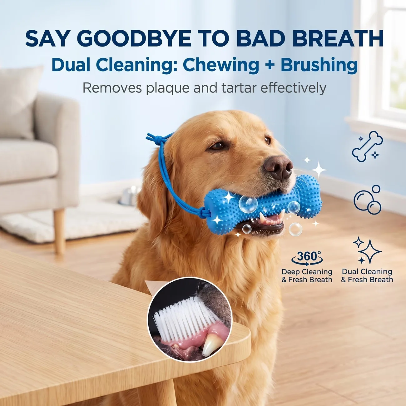 ของเล่นสำหรับสุนัขแบบใช้ซ้ำได้ - Teeth Cleaning Dog Chew Bone บทวิจารณ์และราคา